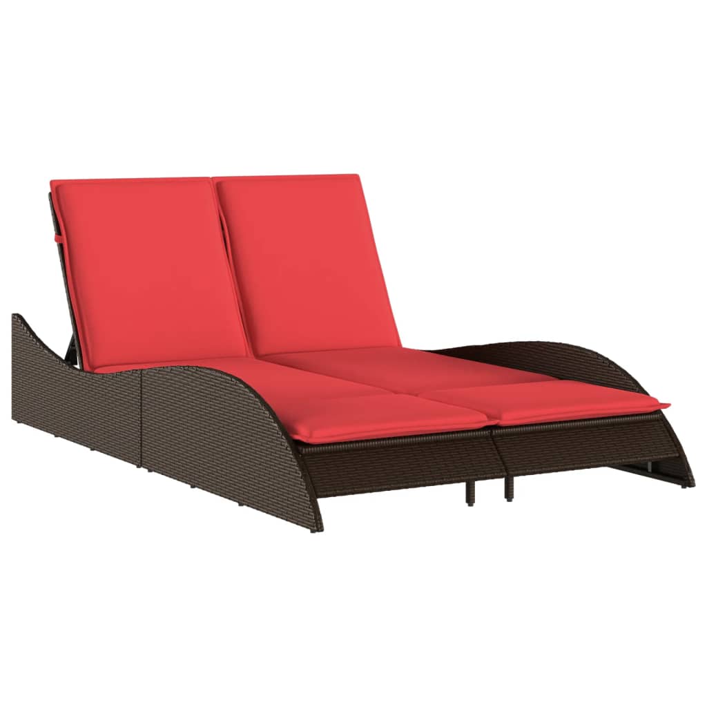 barna polyrattan napozóágy párnákkal 114 x 205 x 73 cm