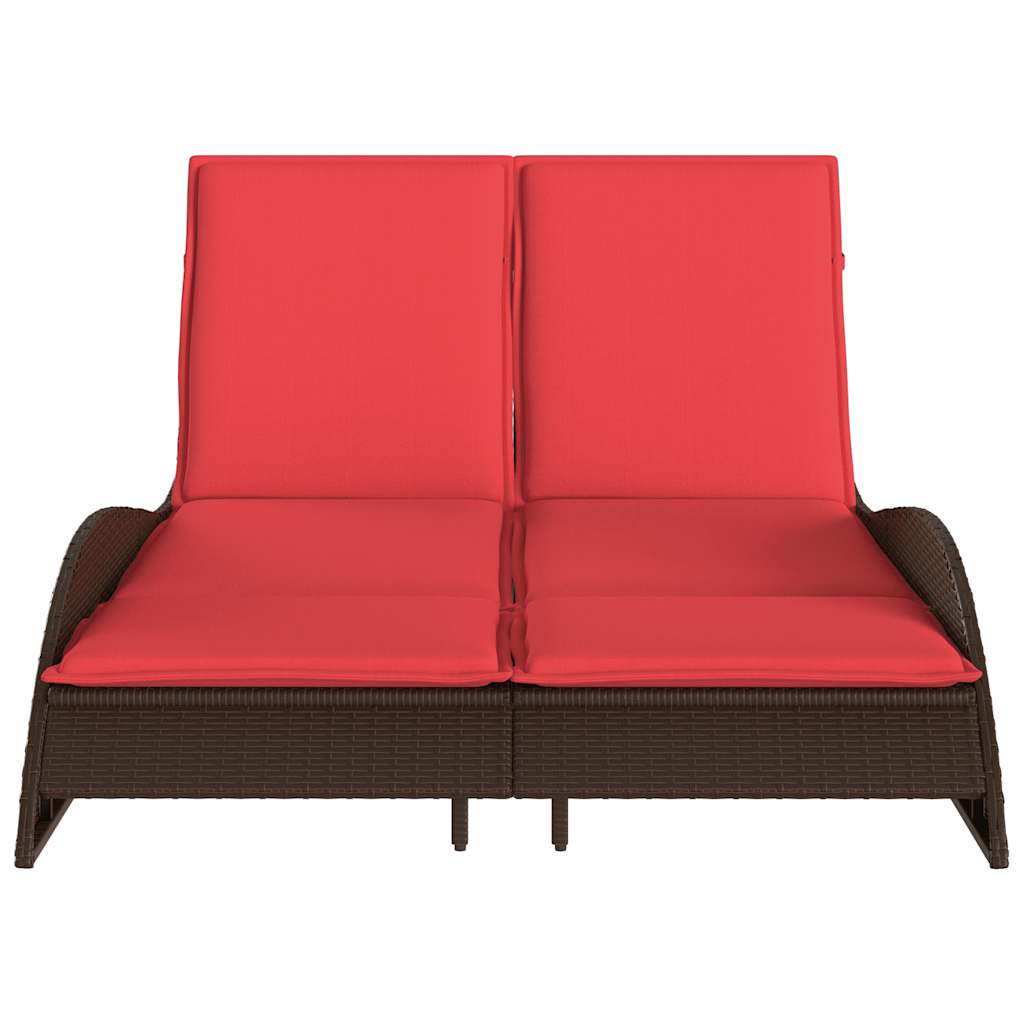 barna polyrattan napozóágy párnákkal 114 x 205 x 73 cm