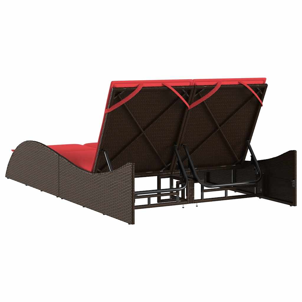 barna polyrattan napozóágy párnákkal 114 x 205 x 73 cm