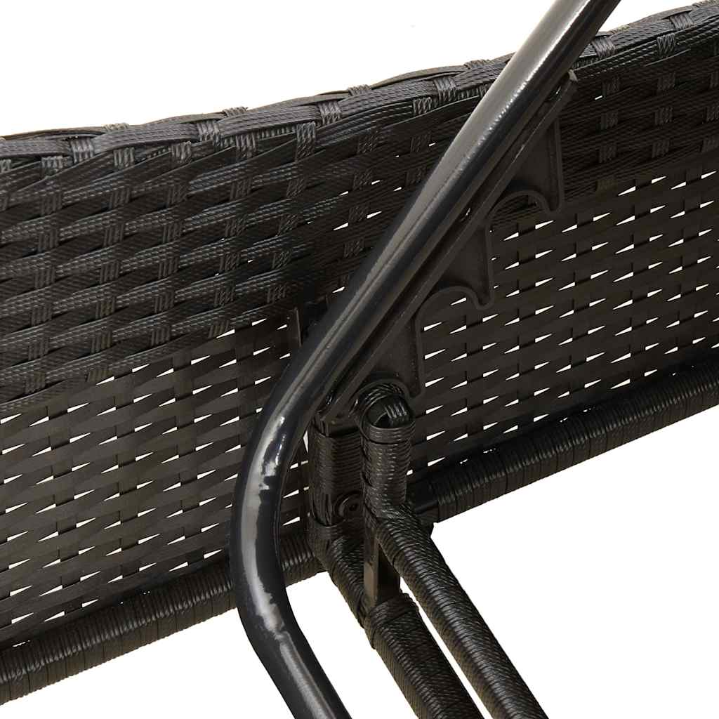 fekete polyrattan napozóágy párnákkal 114 x 205 x 73 cm