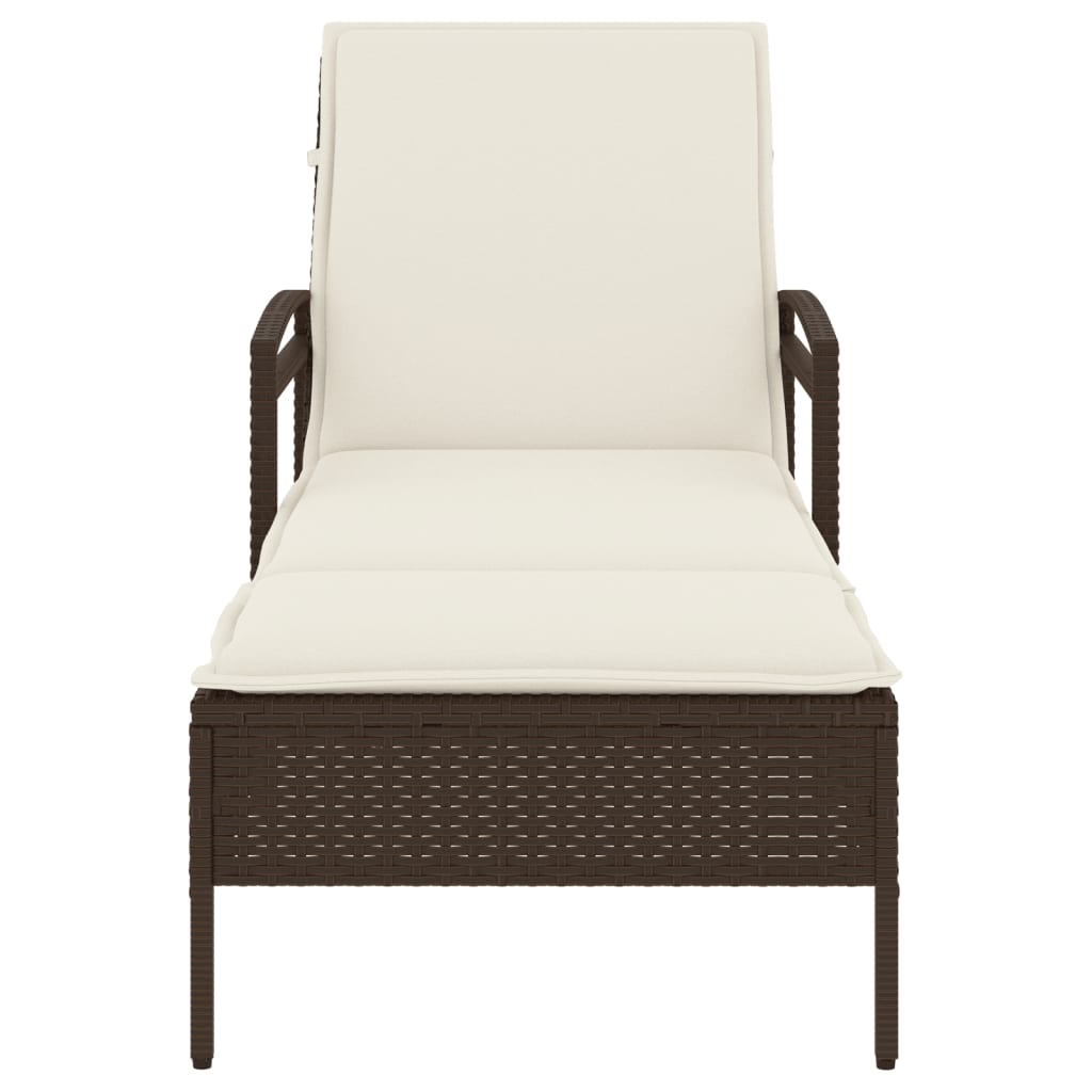 barna polyrattan napozóágy párnával 63x200x81 cm
