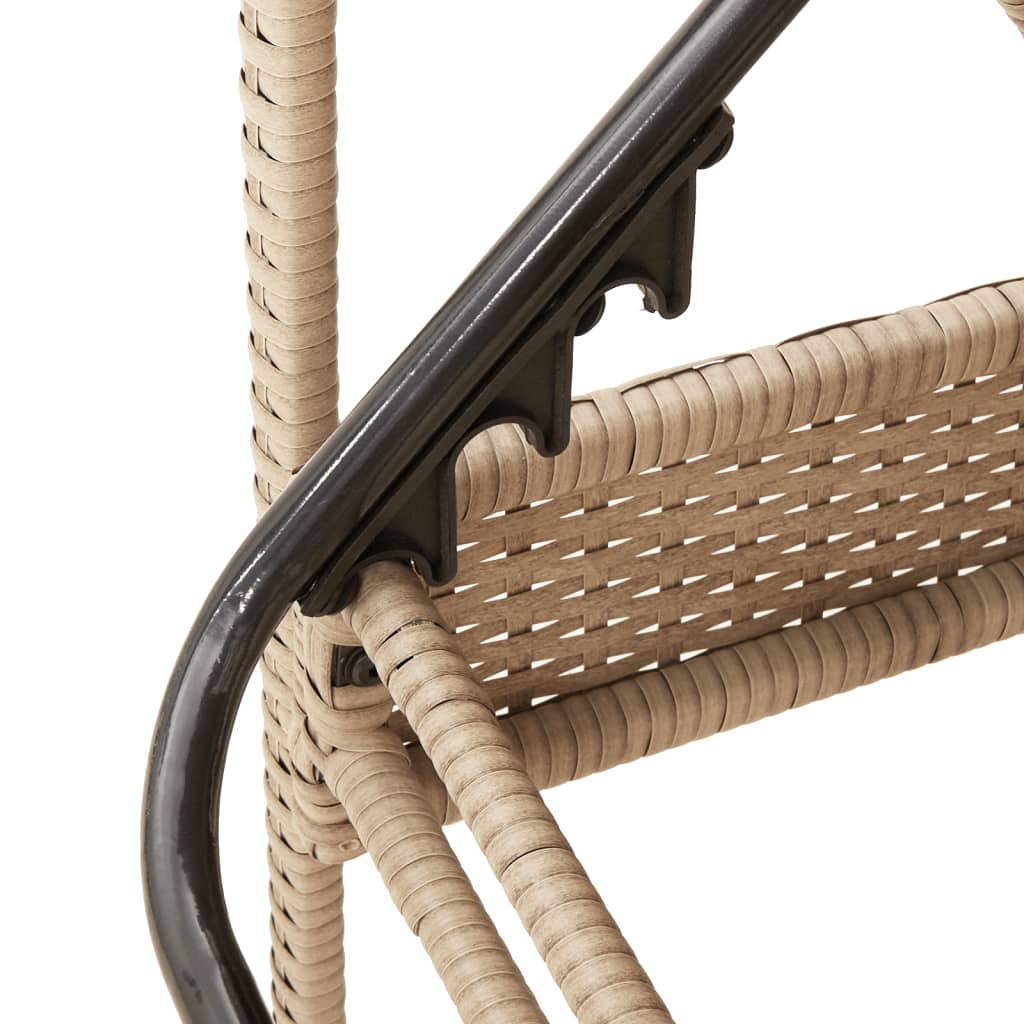 bézs polyrattan napozóágy párnával 63x200x81 cm