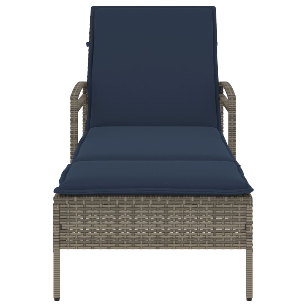 | Napozó | párnával 1-személy Szürke 63 x 200 x 81 cm polirattan