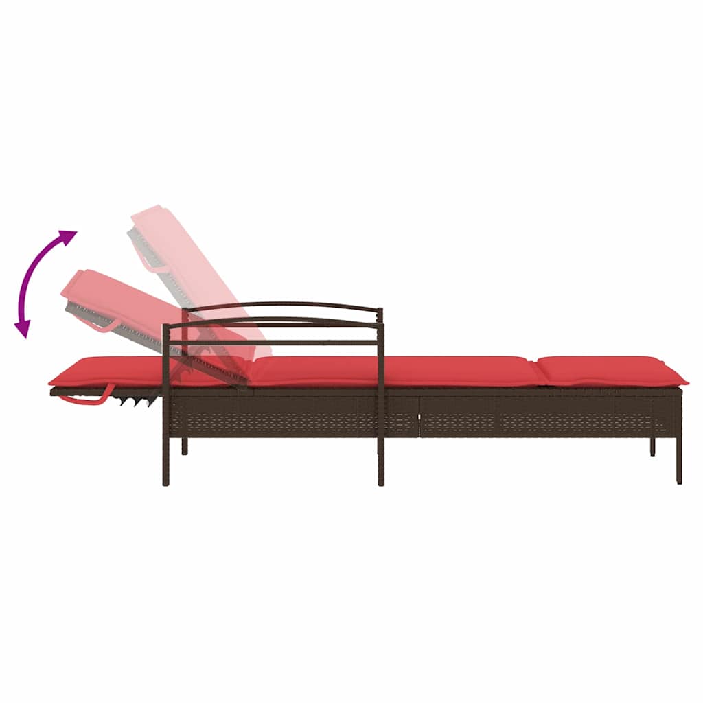 | Napozó | párnával 1-személy Barna 63 x 200 x 81 cm polirattan