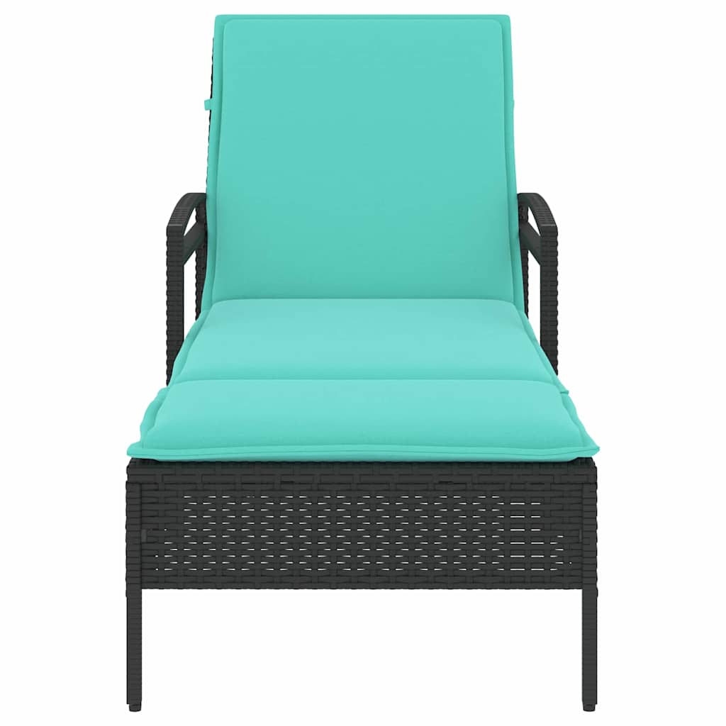 | Napozó | párnával 1-személy Fekete 63 x 200 x 81 cm polirattan