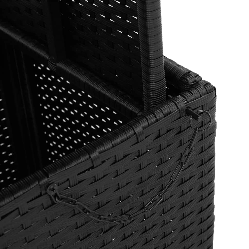 fekete polyrattan és akácfa kerti asztal 80 x 80 x 71 cm
