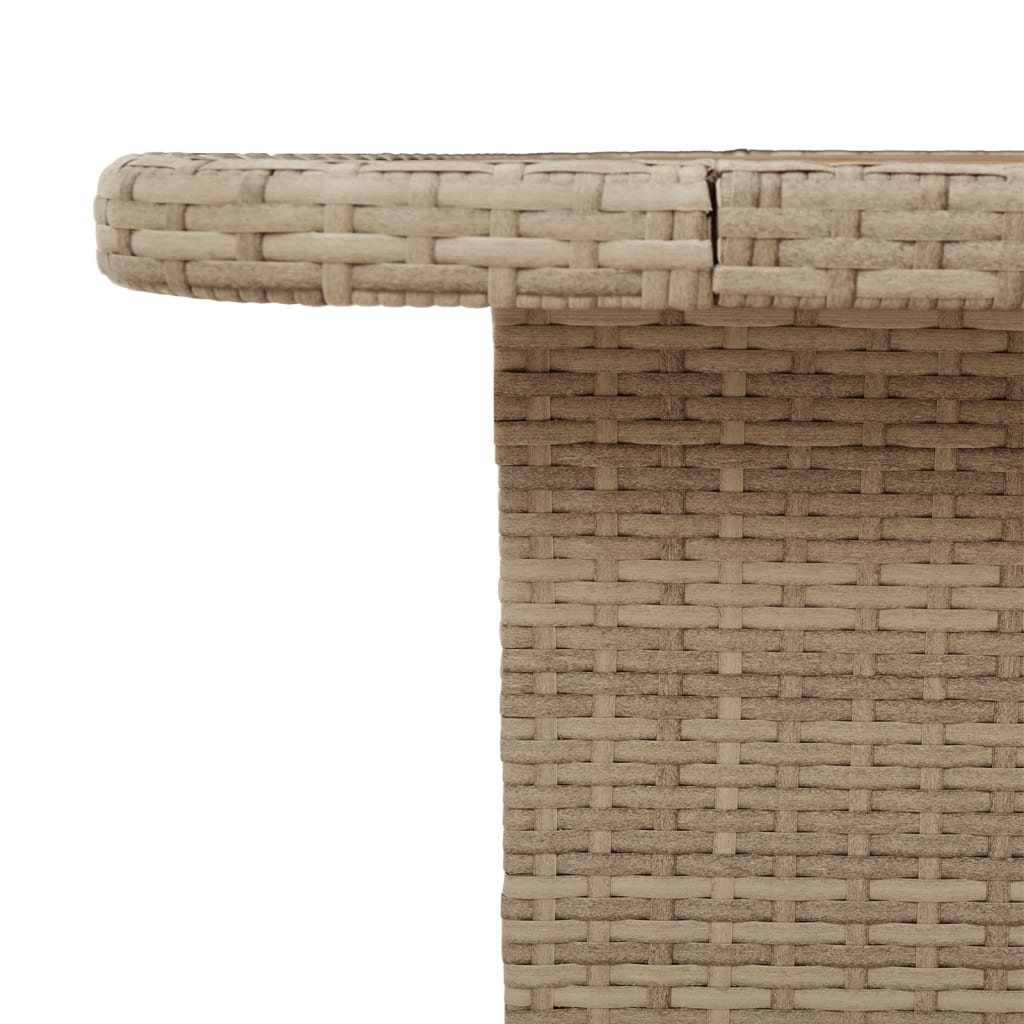 bézs polyrattan és akácfa kerti asztal 80 x 80 x 71 cm