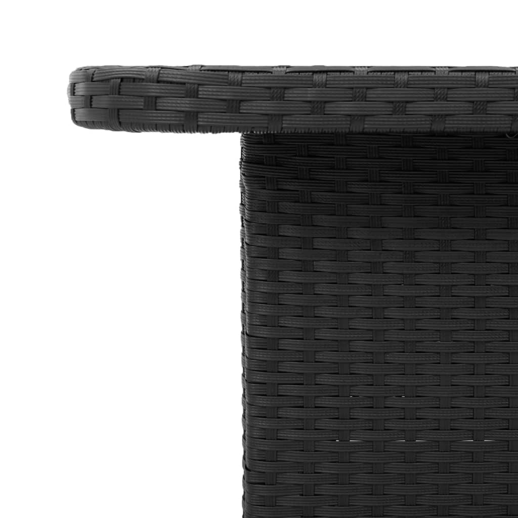 fekete polyrattan és akácfa kerti asztal 110 x 110 x 71 cm
