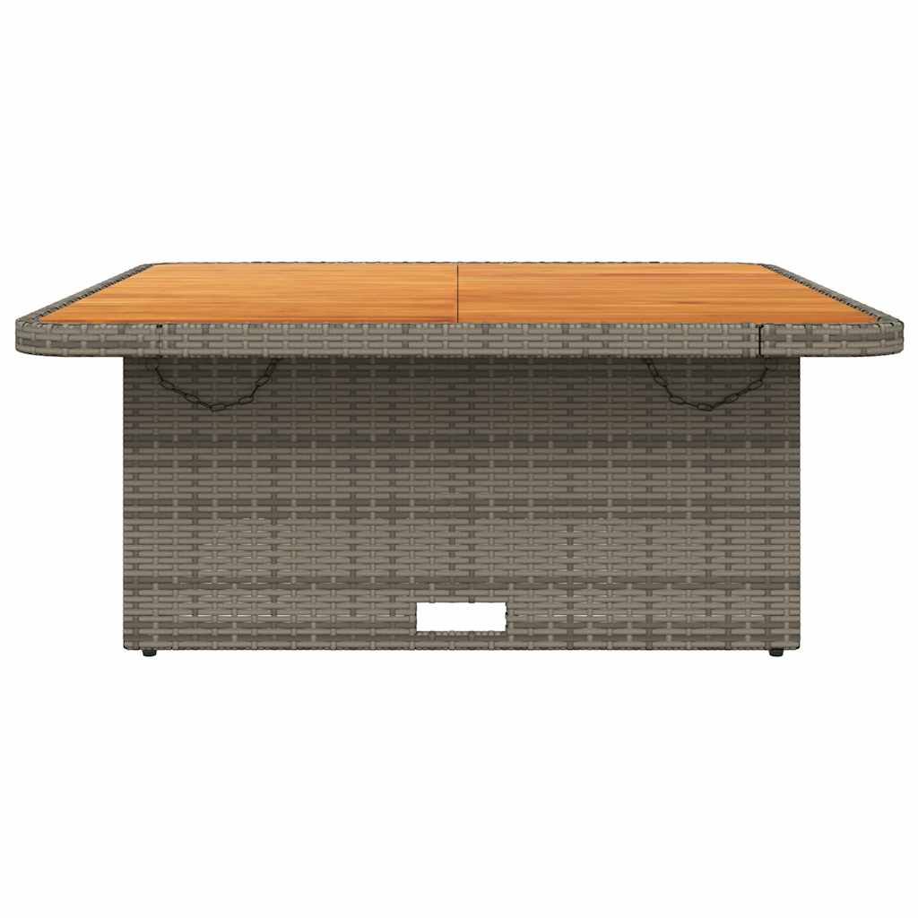 szürke polyrattan és akácfa kerti asztal 110 x 110 x 71 cm