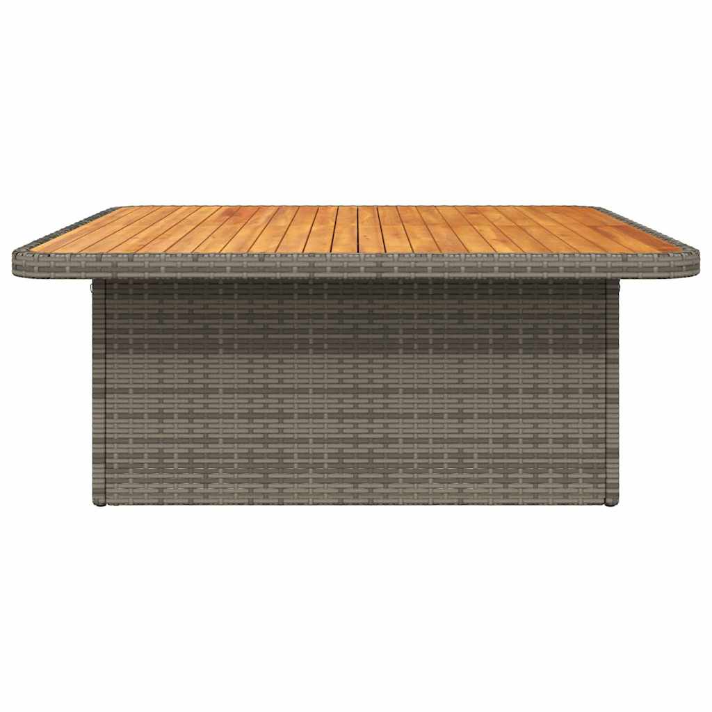 szürke polyrattan és akácfa kerti asztal 110 x 110 x 71 cm