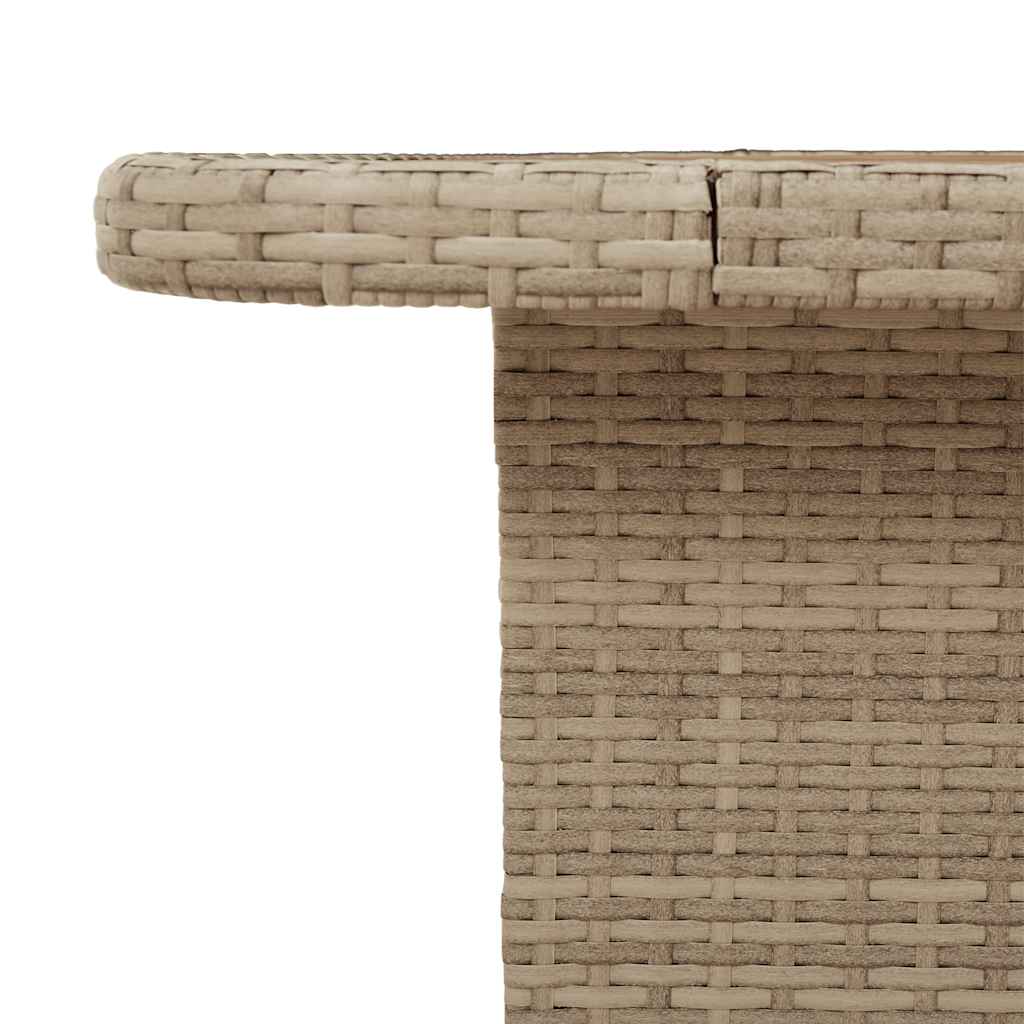 bézs polyrattan és akácfa kerti asztal 110 x 110 x 71 cm