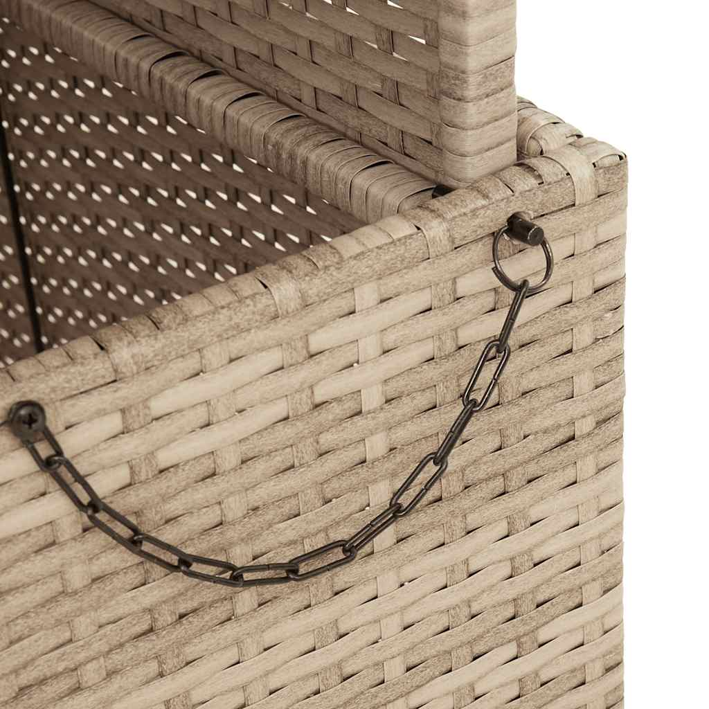 bézs polyrattan és akácfa kerti asztal 110 x 110 x 71 cm