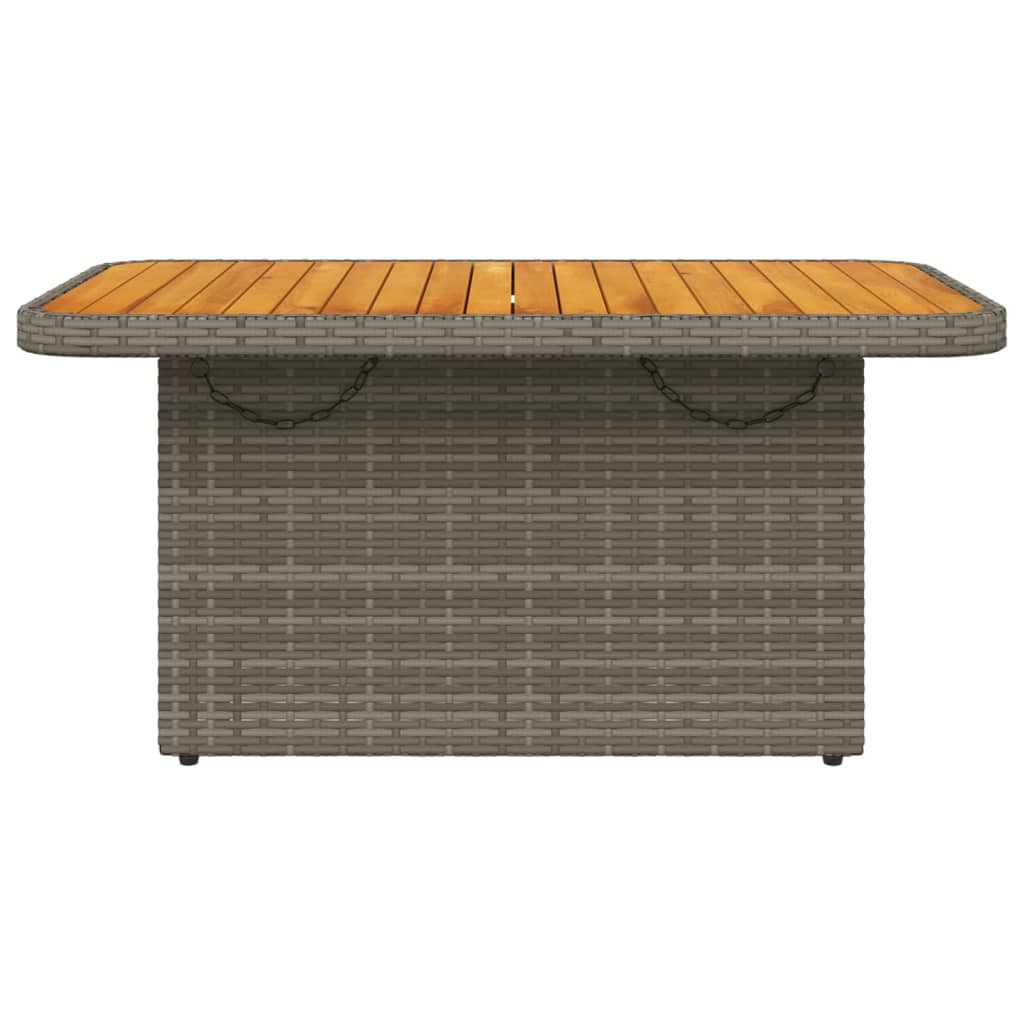 szürke polyrattan és akácfa kerti asztal 90 x 55 x 71 cm