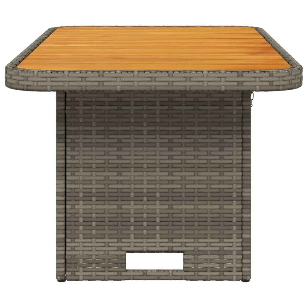 szürke polyrattan és akácfa kerti asztal 90 x 55 x 71 cm