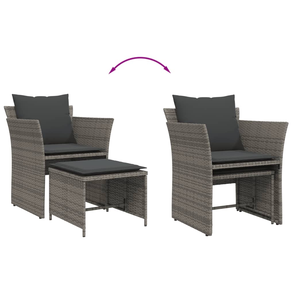 szürke polyrattan kerti szék lábtartóval
