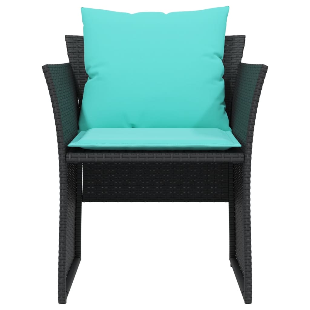 fekete polyrattan kerti szék lábtartóval