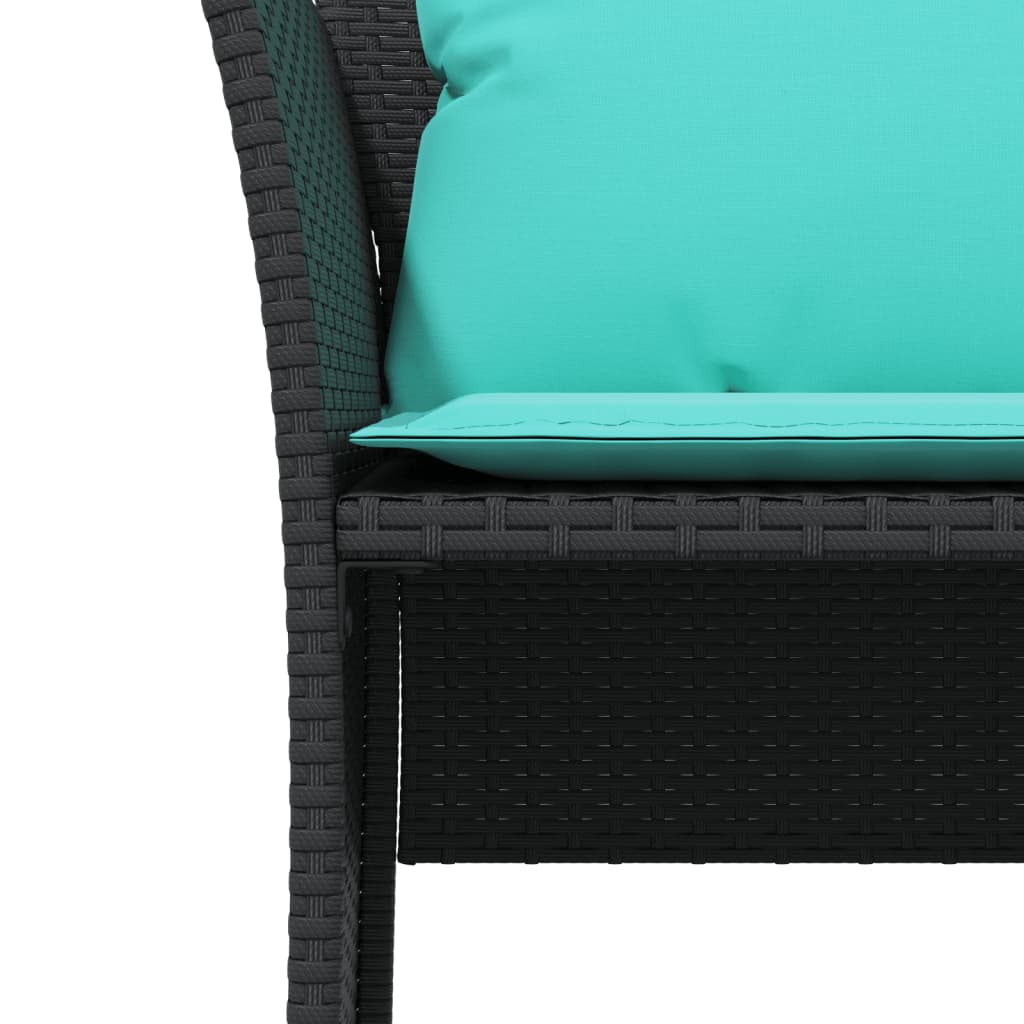 fekete polyrattan kerti szék lábtartóval