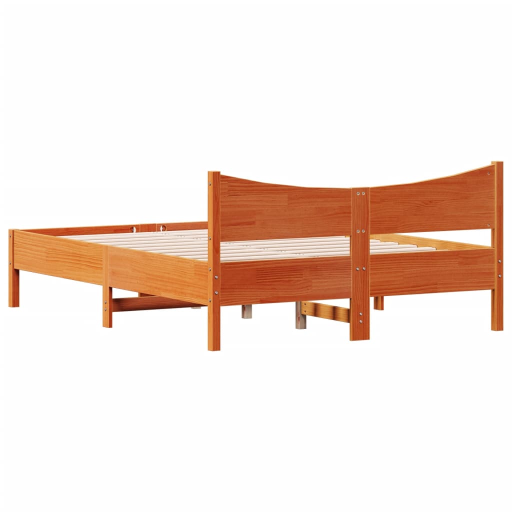 viaszbarna tömör fenyőfa ágy matrac nélkül 140 x 200 cm