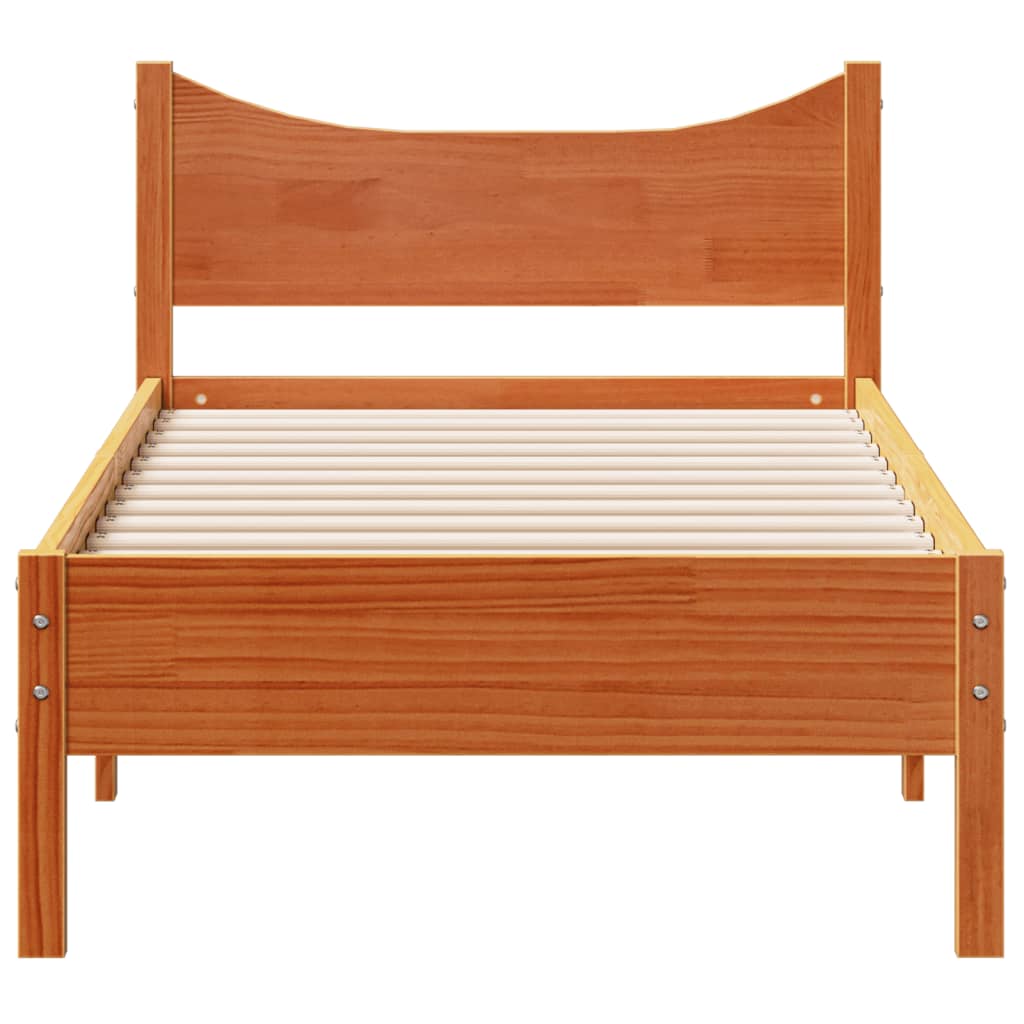 viaszbarna tömör fenyőfa ágy matrac nélkül 100 x 200 cm