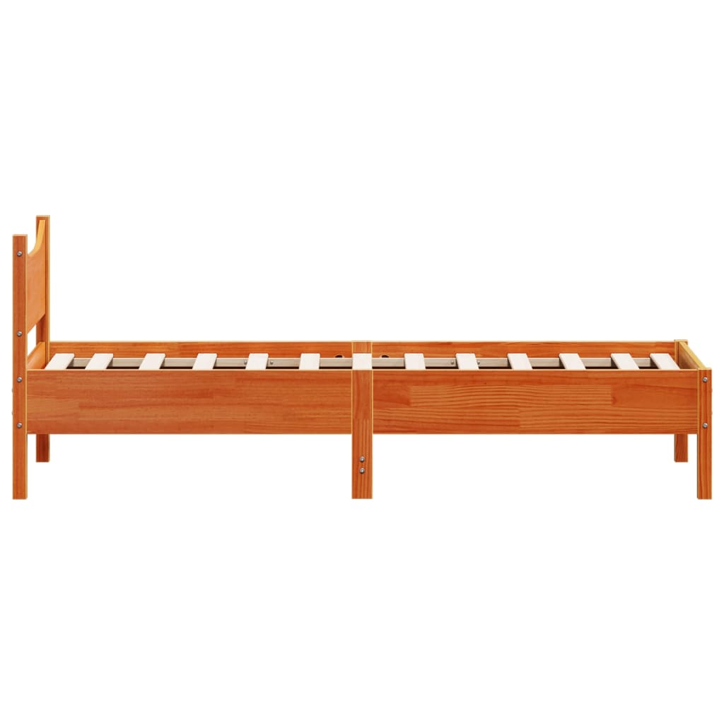 viaszbarna tömör fenyőfa ágy matrac nélkül 100 x 200 cm