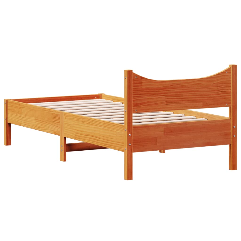 viaszbarna tömör fenyőfa ágy matrac nélkül 100 x 200 cm