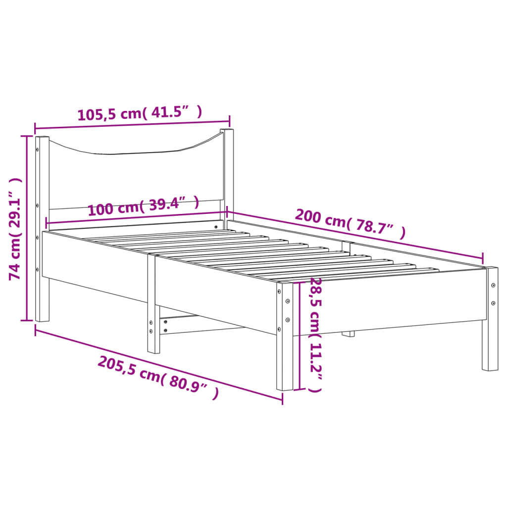 viaszbarna tömör fenyőfa ágy matrac nélkül 100 x 200 cm