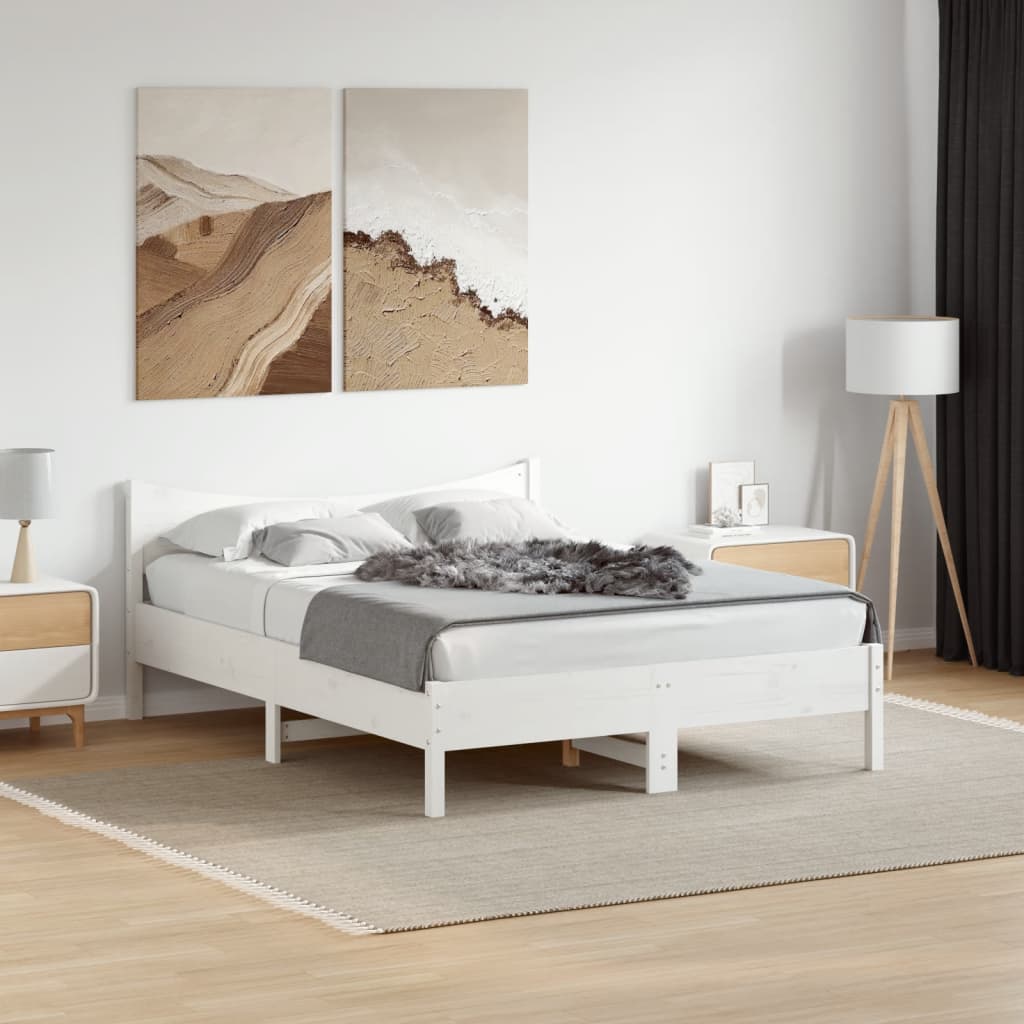 fehér tömör fenyőfa ágy matrac nélkül 140x190 cm