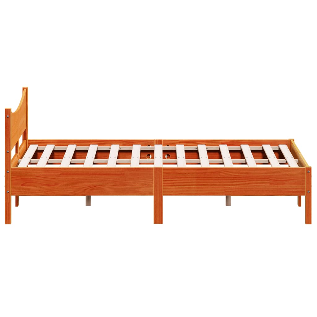 viaszbarna tömör fenyőfa ágy matrac nélkül 140 x 190 cm