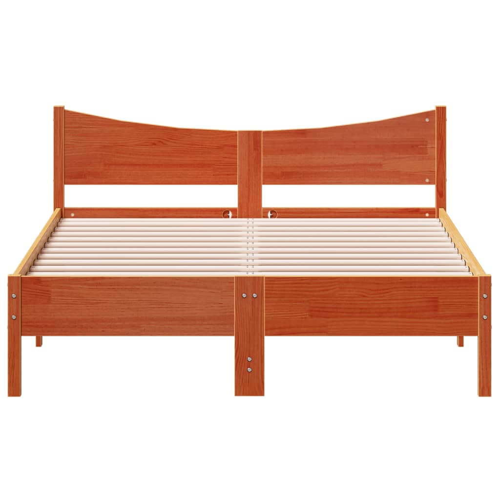viaszbarna tömör fenyőfa ágy matrac nélkül 135 x 190 cm