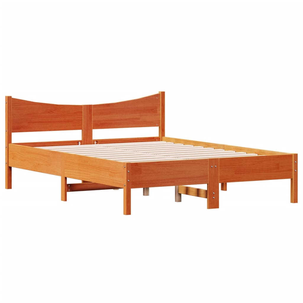 viaszbarna tömör fenyőfa ágy matrac nélkül 120 x 190 cm
