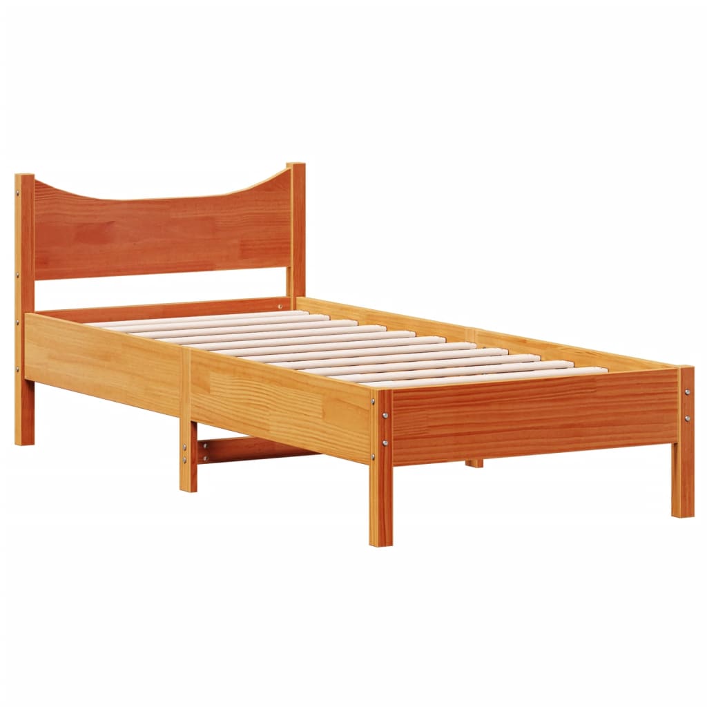 viaszbarna tömör fenyőfa ágy matrac nélkül 90 x 190 cm
