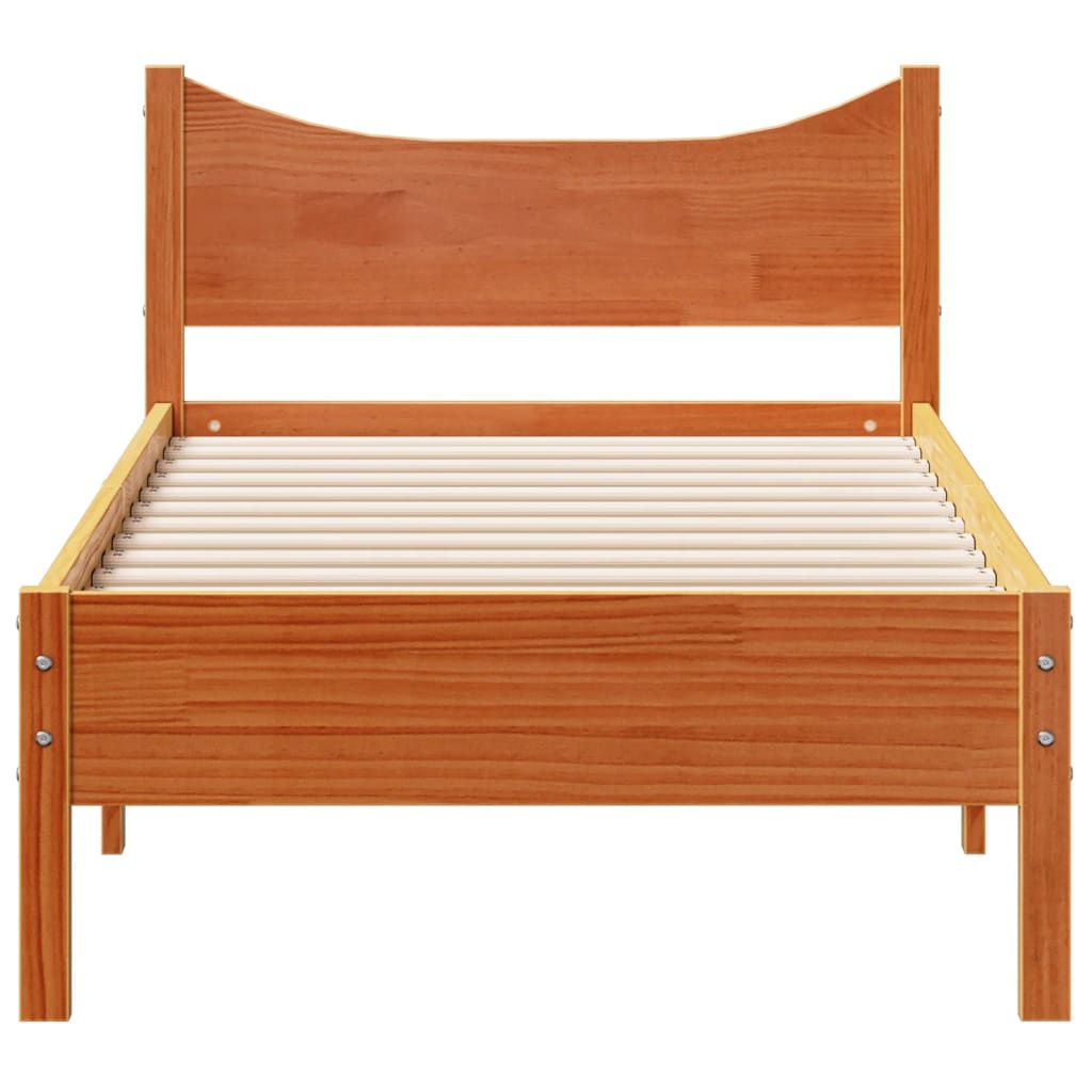 viaszbarna tömör fenyőfa ágy matrac nélkül 90 x 190 cm