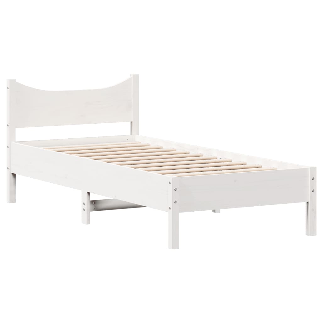 fehér tömör fenyőfa ágy matrac nélkül 75 x 190 cm