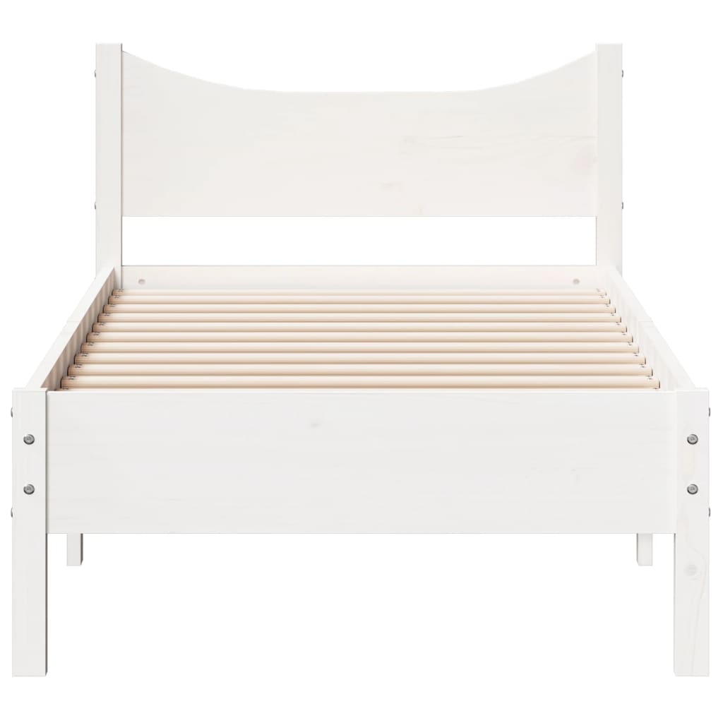 fehér tömör fenyőfa ágy matrac nélkül 75 x 190 cm