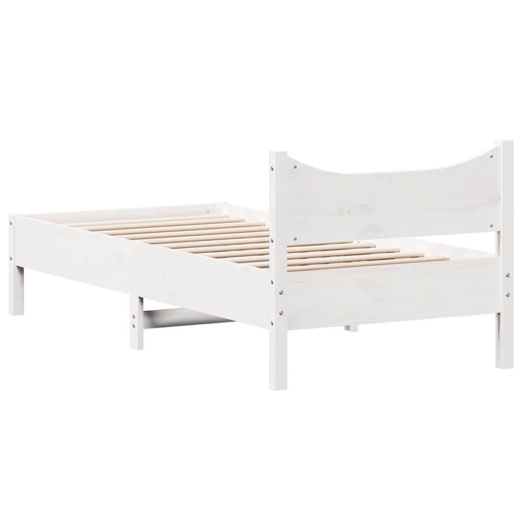fehér tömör fenyőfa ágy matrac nélkül 75 x 190 cm