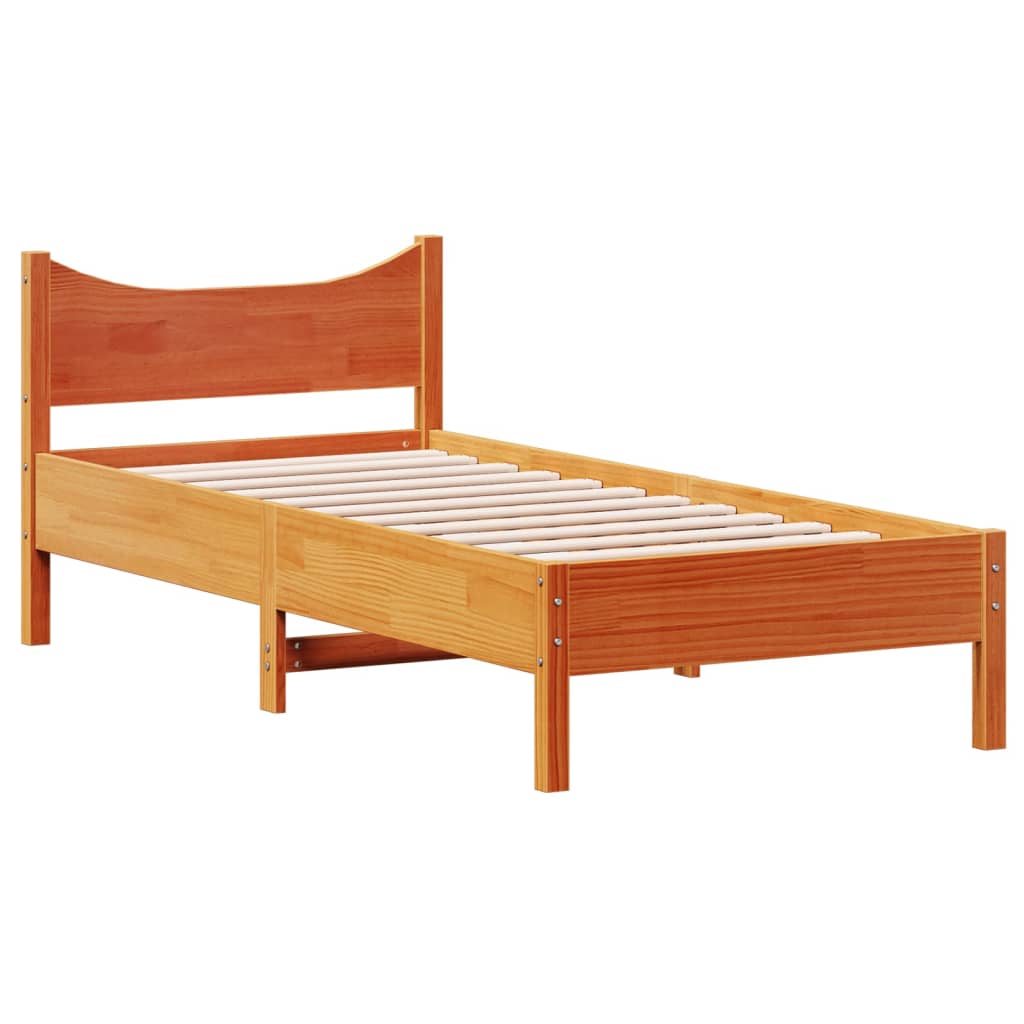 viaszbarna tömör fenyőfa ágy matrac nélkül 75 x 190 cm