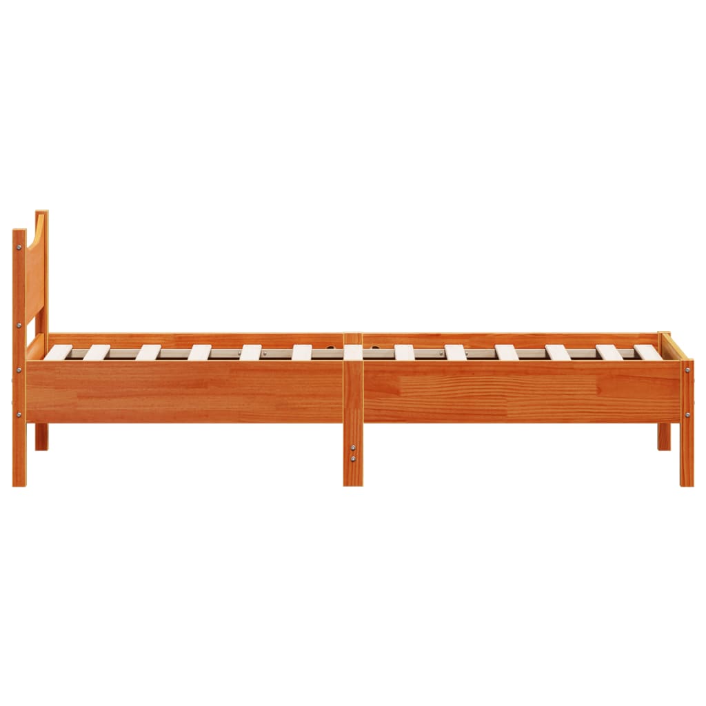viaszbarna tömör fenyőfa ágy matrac nélkül 75 x 190 cm