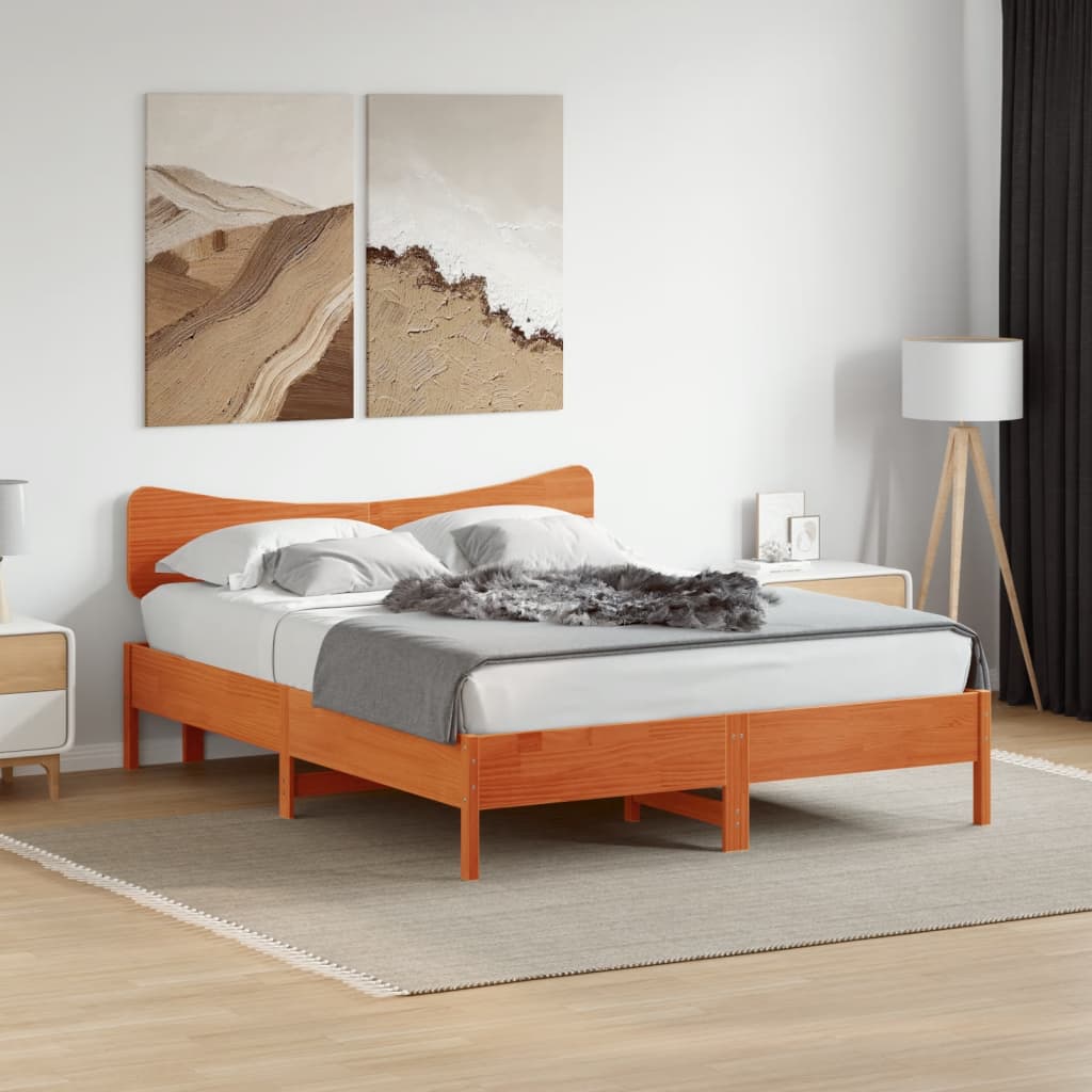 viaszbarna tömör fenyőfa fejtámla 140 cm