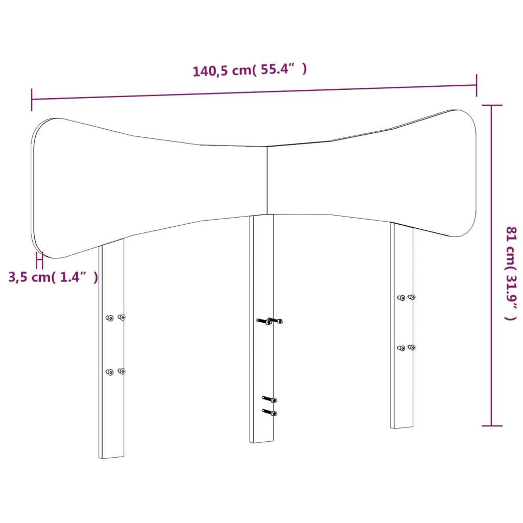 fehér tömör fenyőfa fejtámla 135 cm