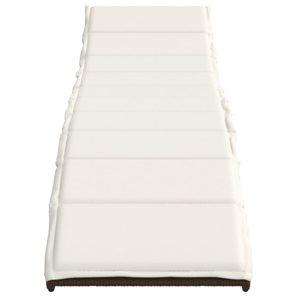 barna polyrattan napozóágy párnával 55x199x50 cm