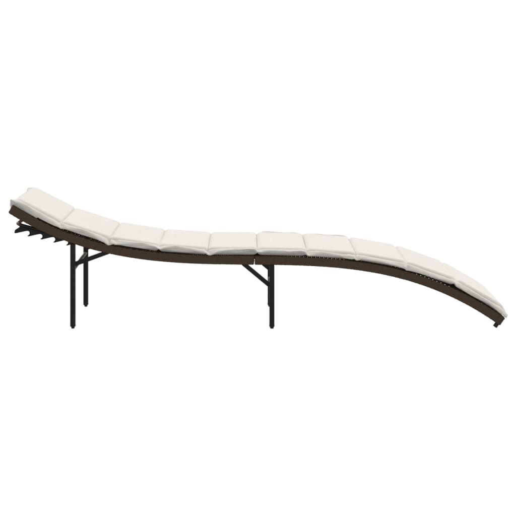 barna polyrattan napozóágy párnával 55x199x50 cm
