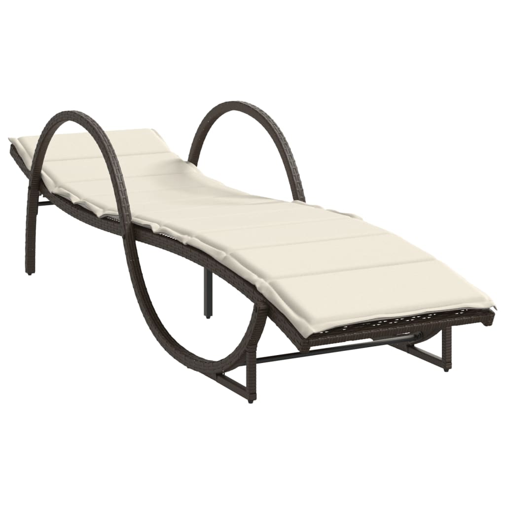 barna polyrattan napozóágy párnával 60 x 199 x 42 cm