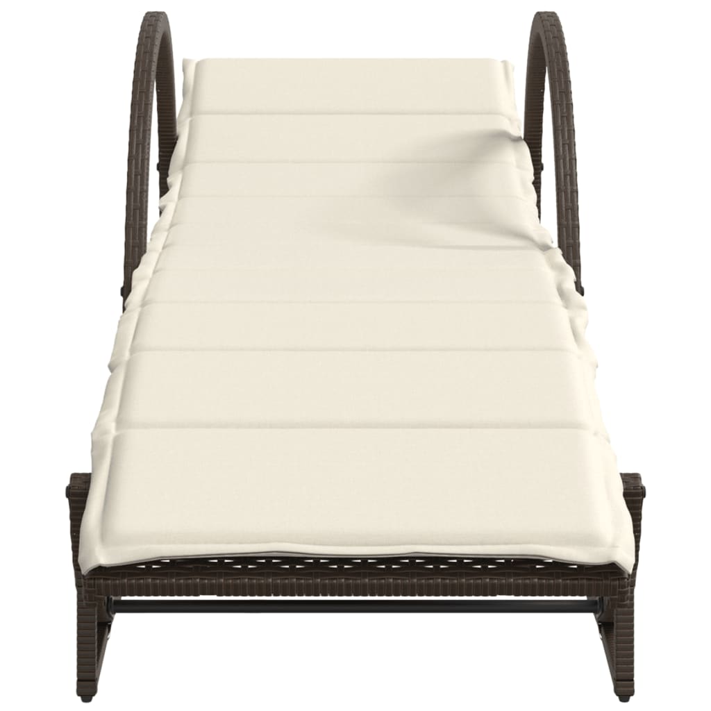 barna polyrattan napozóágy párnával 60 x 199 x 42 cm