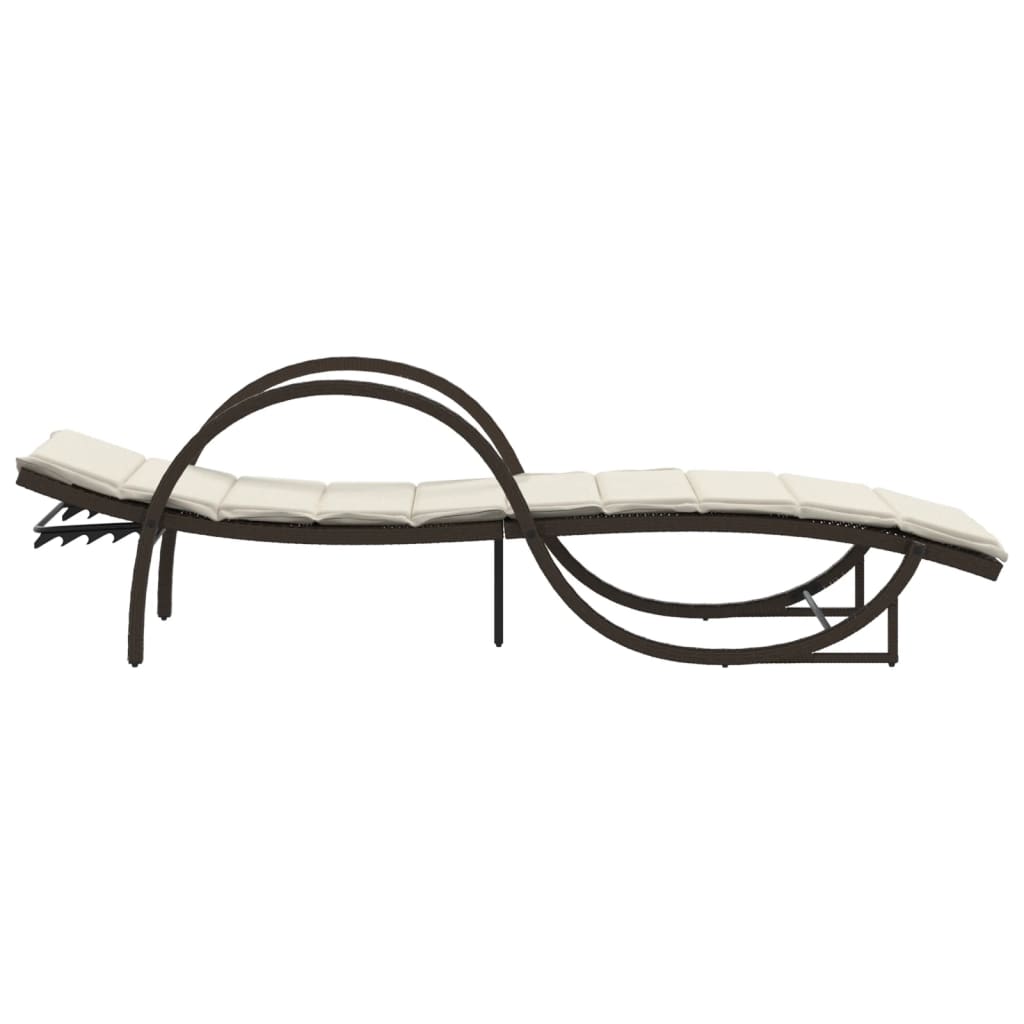 barna polyrattan napozóágy párnával 60 x 199 x 42 cm