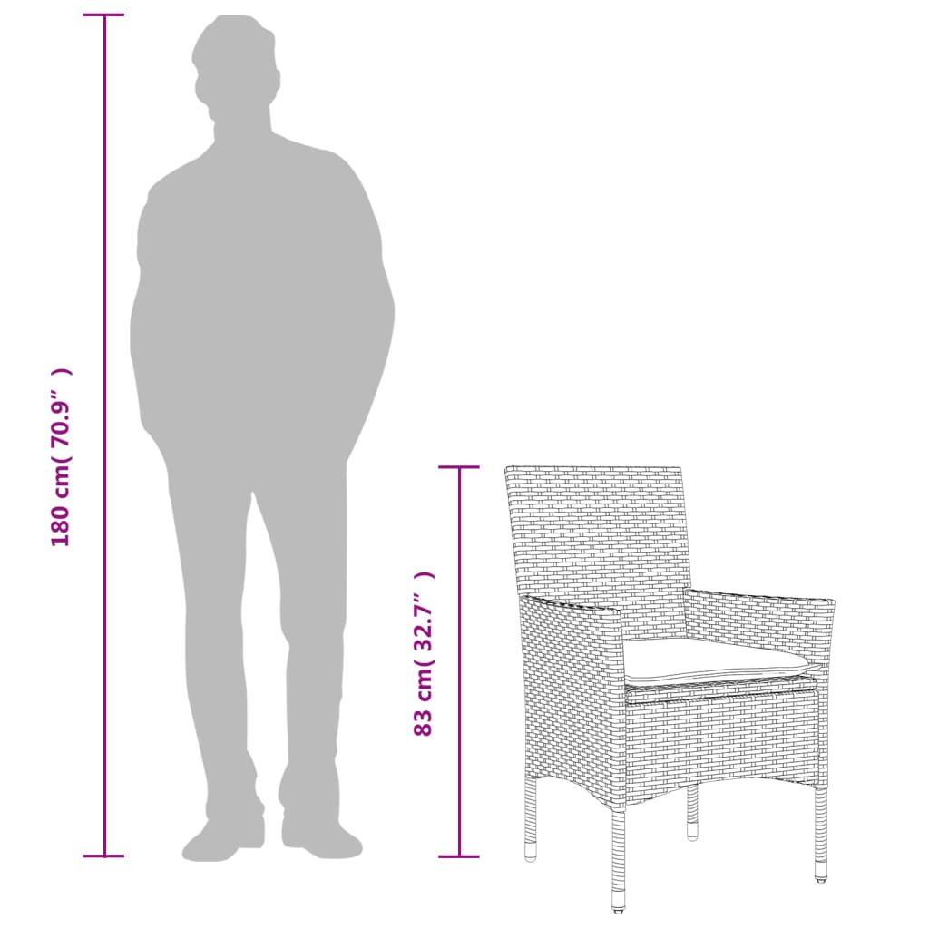 2 db világosszürke polyrattan kerti szék párnával