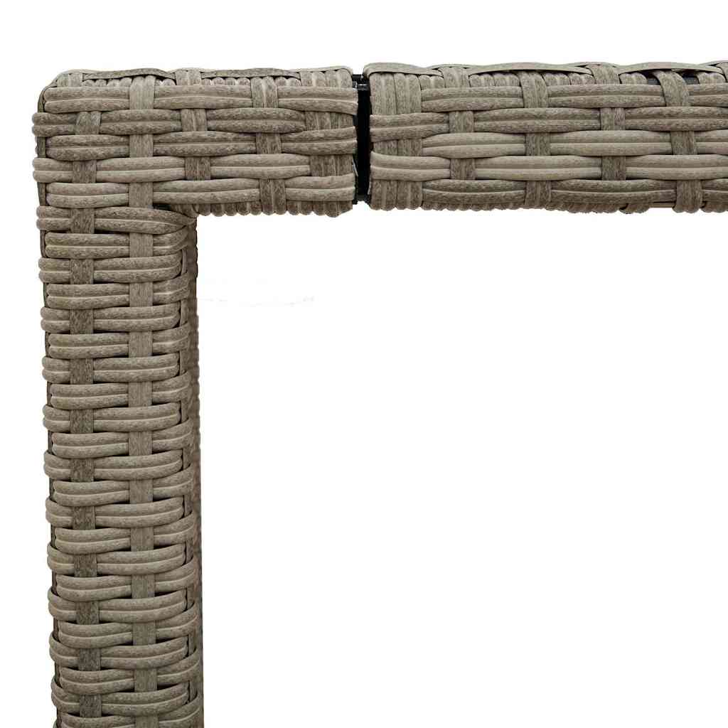 világosszürke polyrattan üveglapos kerti asztal 90 x 90 x 75 cm