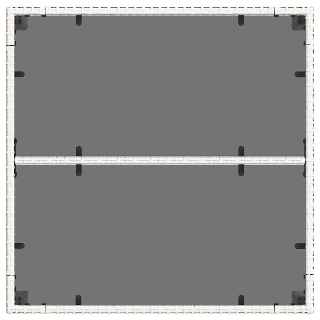 fehér polyrattan üveglapos kerti asztal 90 x 90 x 75 cm