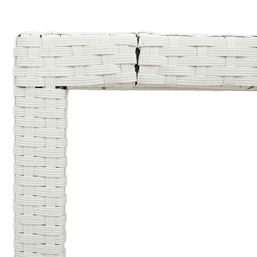 fehér polyrattan üveglapos kerti asztal 90 x 90 x 75 cm
