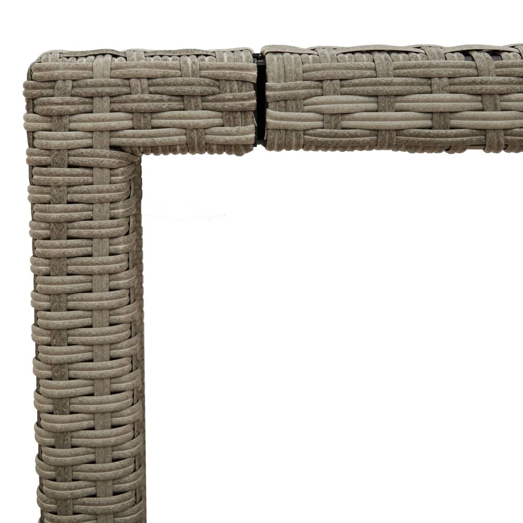 világosszürke polyrattan üveglapos kerti asztal 150x90x75 cm
