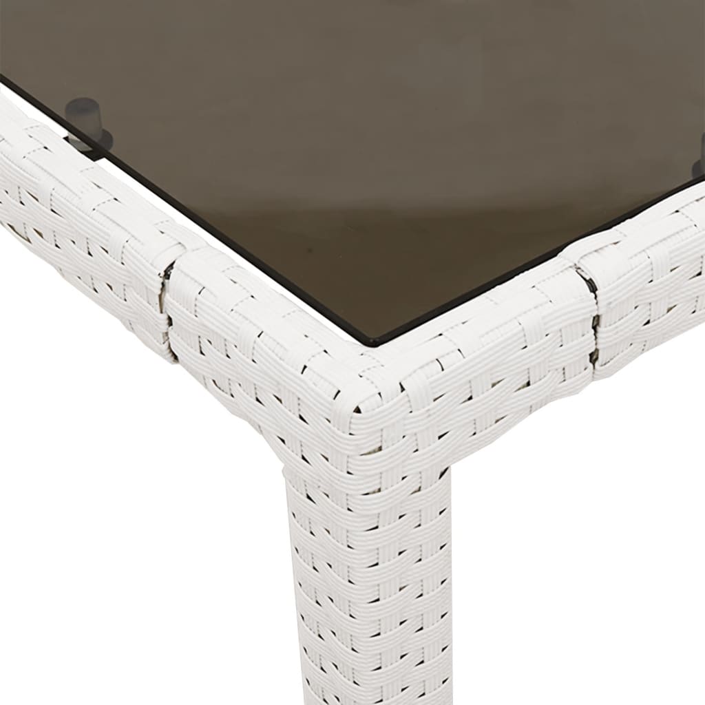fehér polyrattan üveglapos kerti asztal 150 x 90 x 75 cm